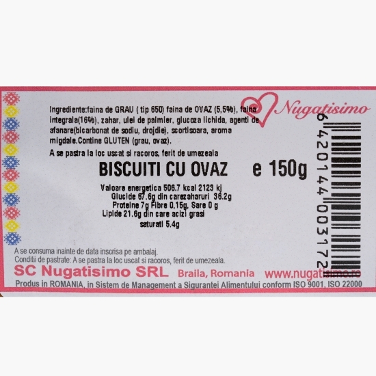 Biscuiți cu ovăz, 150g