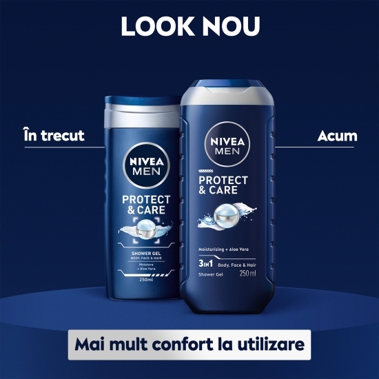 Gel de duș bărbați Protect & Care 3în1, pentru corp, față și păr, 0.25l