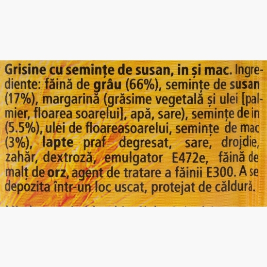 Grisine cu 3 tipuri de semințe (in, mac, susan) 125g