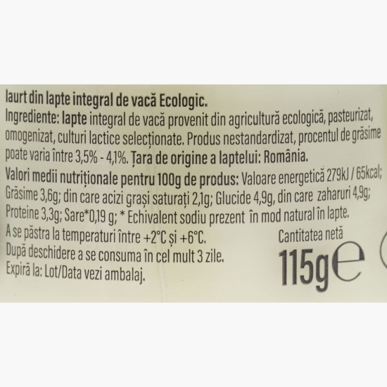 Iaurt eco 3.5%-4.1% grăsime, 115g