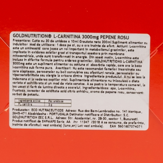 L-Carnitină cu aromă de pepene roșu 20 unidoze
