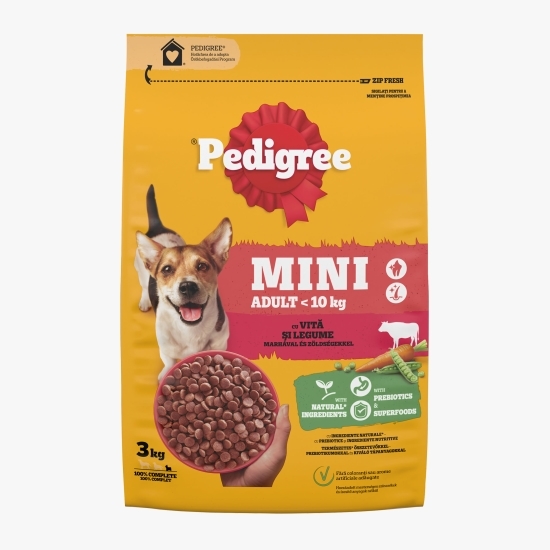 Hrană uscată pentru câini adulți de talie mică, 3kg, Mini cu vită și legume