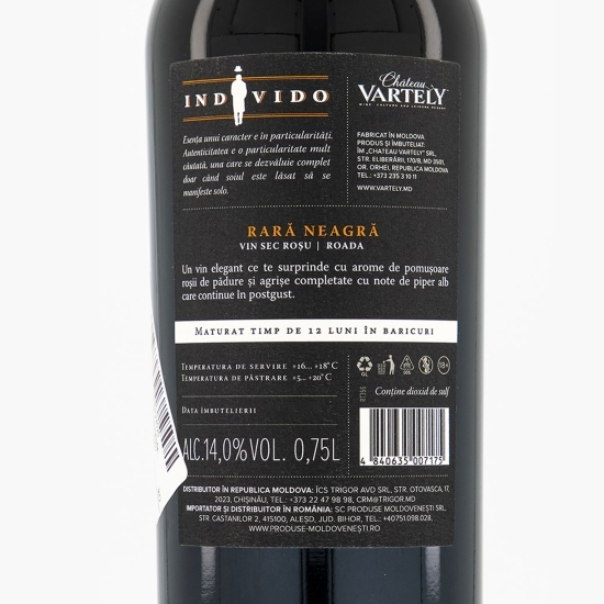 Vin sec roșu Individo Rară Neagră, 14%, 0.75l