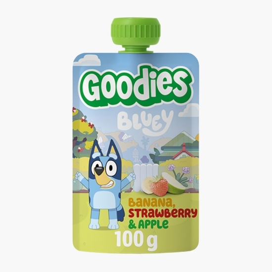 Piure de banane, căpșune și mere și Bluey, +3 ani, 4x100g