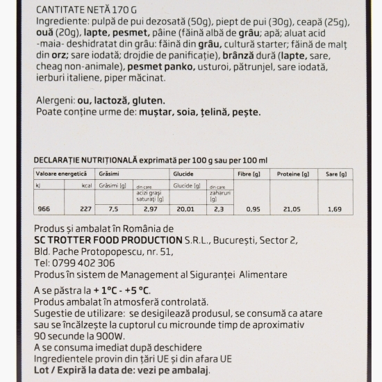 Chifteluțe de pui cu ierburi și brânză, 170g