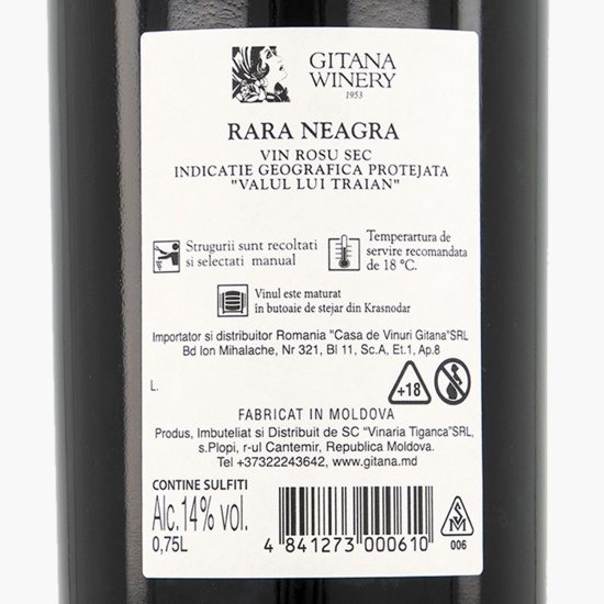 Vin roșu sec Rară Neagră Rezerva, 14%, 0.75l