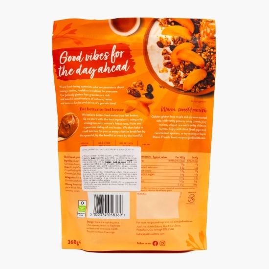 Granola cu nuci pecan și sirop de arțar, fără gluten 360g