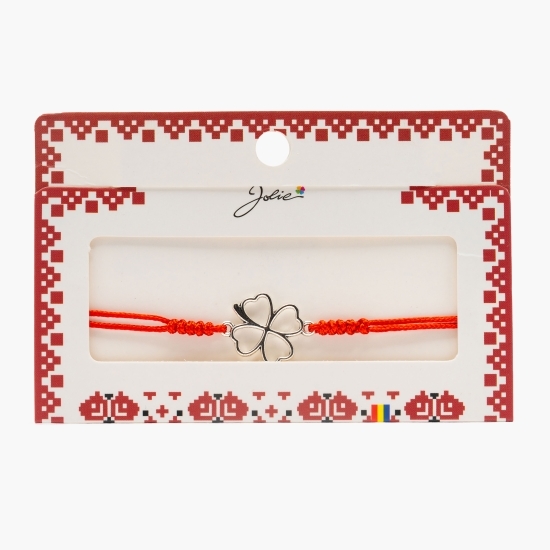 Mărțișor brățară împletită, model Trifoi cu patru foi