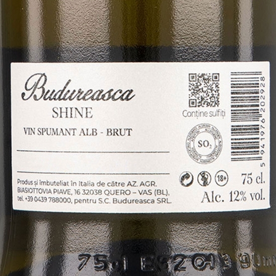 Vin alb brut Spumant Shine, 12%, 0.75l