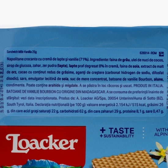 Napolitane crocante Sandwich cu lapte și vanilie 25g