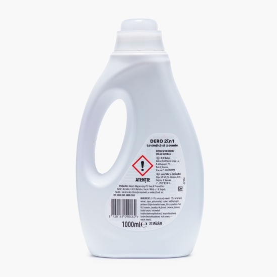 Detergent de rufe lichid 2în1 Gel levănțică și iasomie, 20 spălari, 1l