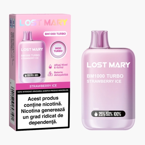 Țigară electronică de unică folosință BM1000 Turbo Strawberry Ice, 2ml, 2% nicotină, 1000 pufuri