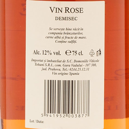 Vin rose demisec, 12%, 0.75l 