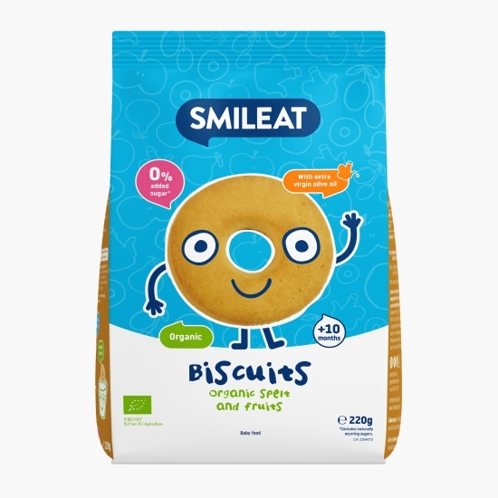 Biscuiți eco din grâu spelta și măr, +10 luni, 220g