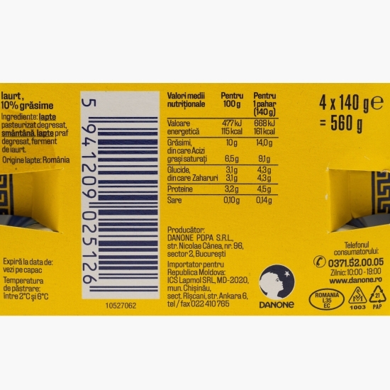 Iaurt grecesc 10% grăsime, 4x140g