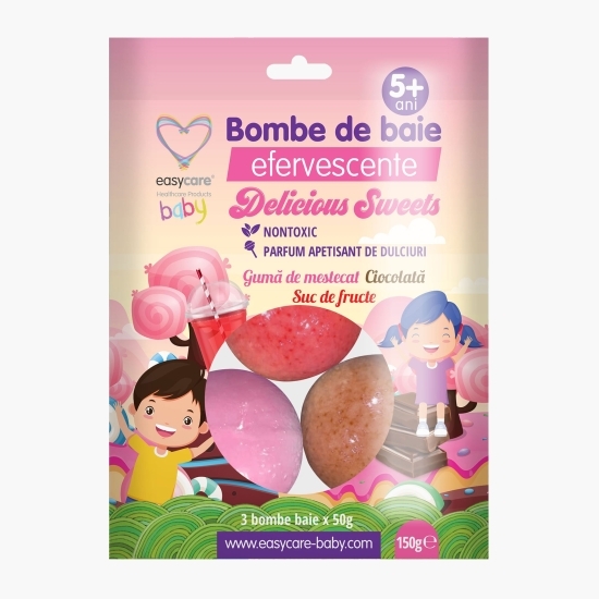 Bombe de baie efervescente pentru copii, Delicious Sweets 3 buc/pungă