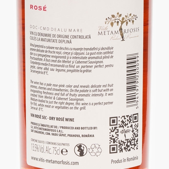 Vin rose sec Merlot & Cabernet Sauvignon, 13.5%, 0.75l