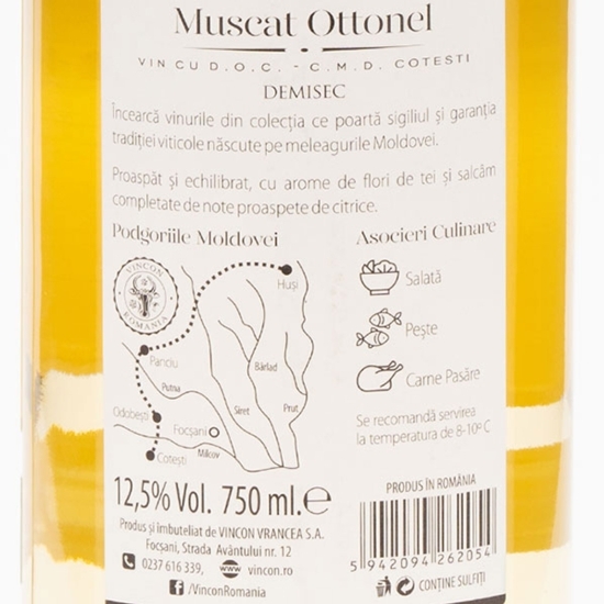 Vin alb demisec Muscat Ottonel, 12.5%, 0.75l