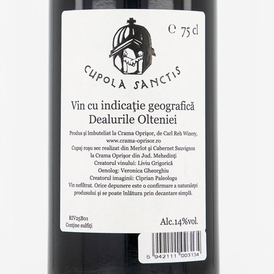 Vin roșu sec Merlot și Cabernet Sauvignon, Sfântul Nicolae, 14%, 0.75l