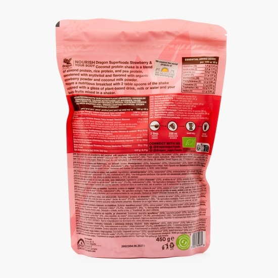 Shake proteic eco cu căpșuni și cocos, fără gluten 450g