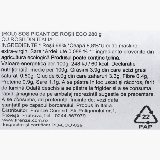 Sos picant de roșii eco 280g