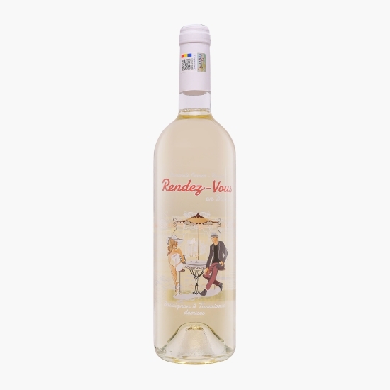 Vin alb demisec Rendez Vous Sauvignon Blanc & Tămâioasă Românească, 12.9%, 0.75l