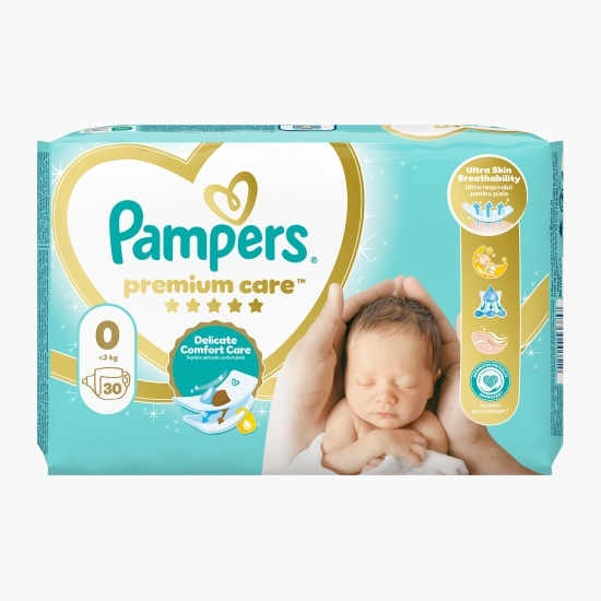 Scutece Premium Care, mărimea 0 nou născut, < 2.5kg, 30 buc