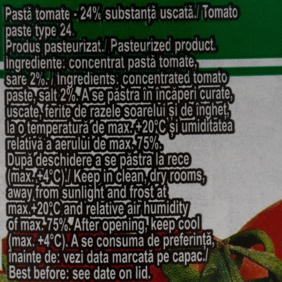 Pastă de tomate, concentrație 24%, 190g