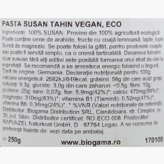 Pastă susan tahini eco vegană 250g