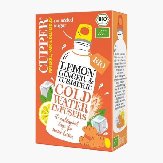 Ceai rece eco cu lămâie, ghimbir și turmeric, 10 plicuri, 27g