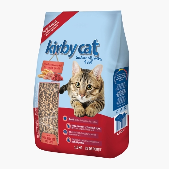 Hrană uscată pentru pisici, cu pasăre și vită 1.5kg
