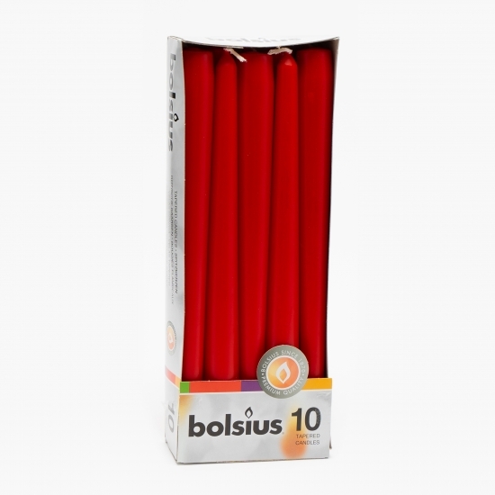 Lumânare conică Bolsius Roșu (10 buc.)