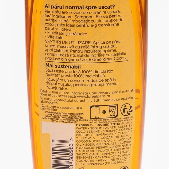  Șampon nutriție lejeră cu ulei prețios de cocos pentru păr normal spre uscat 250ml
