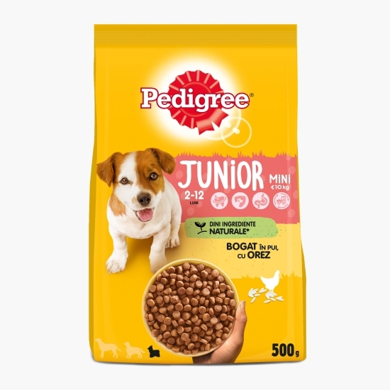 Hrană uscată pentru câini junior, 500g, cu pui și orez
