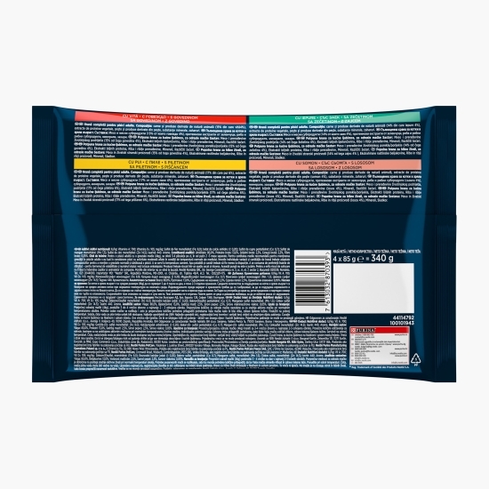 Hrană umedă pentru pisici, 4 x 85g, Perle cu vită/pui/iepure/somon în sos