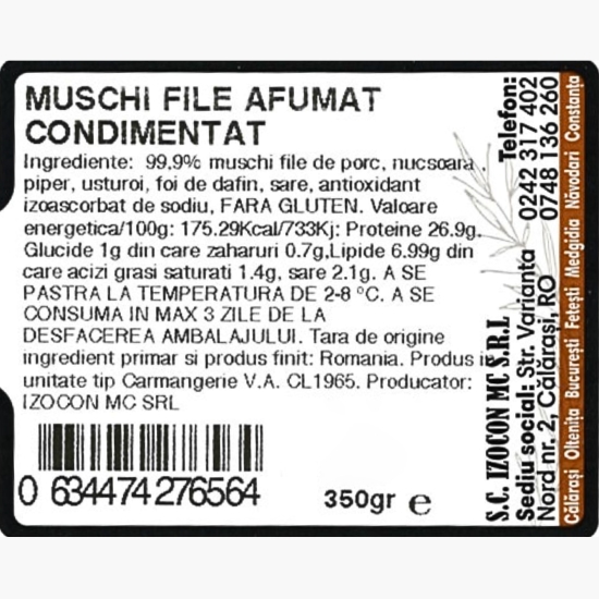Mușchi file afumat condimentat 350g