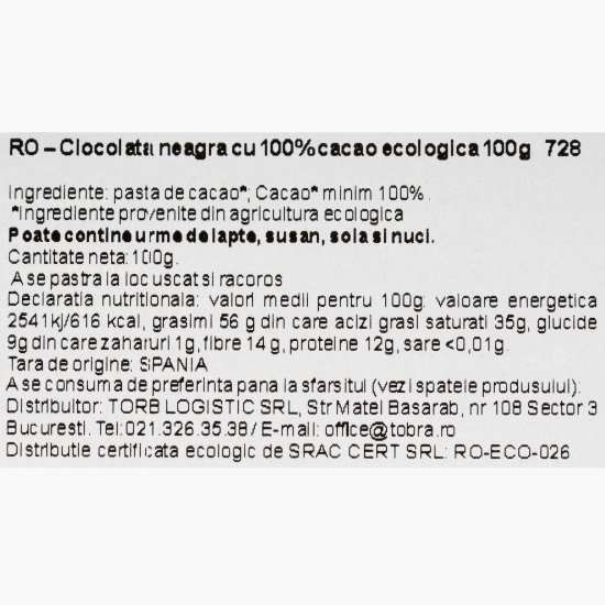 Ciocolată neagră eco 100g