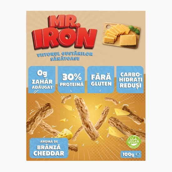 Pufuleți cu aromă de brânză cheddar, cu 30% proteină, fără zahăr și fără gluten, low carb 100g