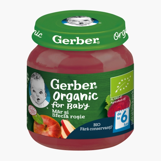 Piure ecologic de măr și sfeclă roșie, 125g, +6 luni
