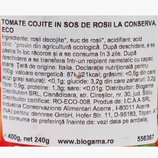 Tomate decojite în sos de roșii la conservă eco, 400g