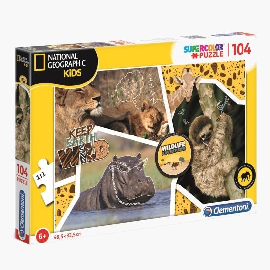 Puzzle supercolor National Geo Kids Wildlife Adventurer 104 piese 6+ ani