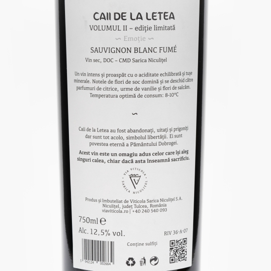 Vin alb sec Sauvignon Blanc Fumé Vol II, 12.5%, 0.75l