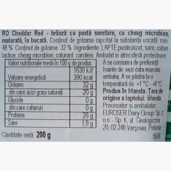 Brânză Irish Cheddar Red (roșu) 200g