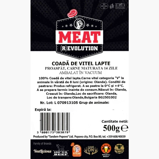 Coadă de vițel de lapte, carne maturată 14 zile, 500g