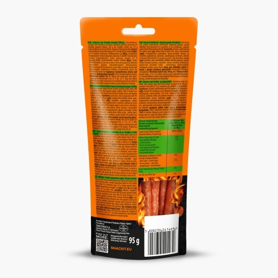 Cârnați Kabanos cu umplutură de sos Cheddar și ardei Jalapeño 95g