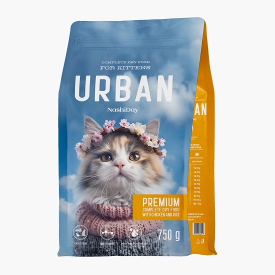 Hrană uscată NashiDay Cat Premium pentru pisoi, cu pui și orez, 750g