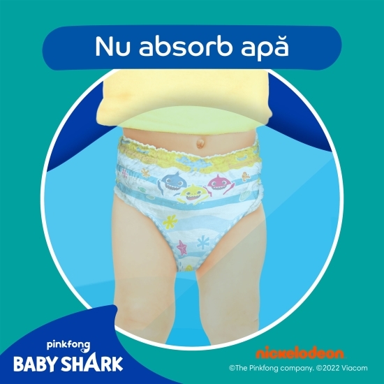 Scutece chiloțel pentru apă Splashers Baby Shark, mărimea 4-5, 9-15kg, 11 buc