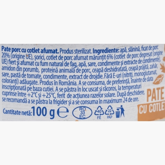 Pate de porc cu cotlet afumat 100g