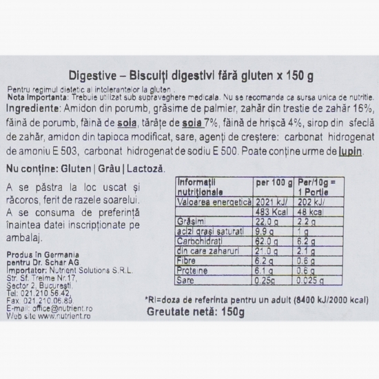 Biscuiți digestivi fără gluten 150g 
