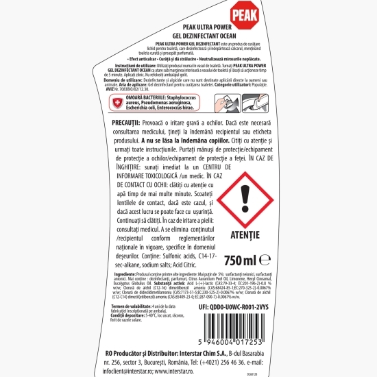Gel dezinfectant WC ocean 750ml